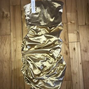 Gold satin dress
